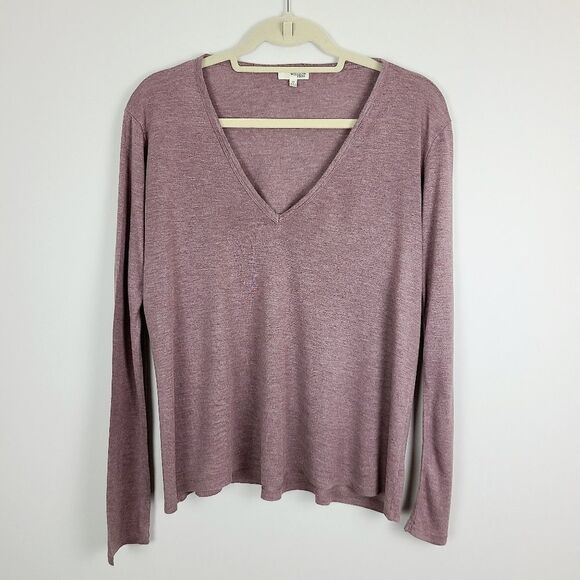 Aritzia Wilfred Free Dusty Rose Brasch Long Sleeve V-Neck T-Shirt XS - Picture 9 of 16